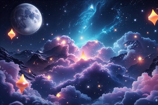 Enchanting Flat Design with Celestial Themes for Stunning Wallpaper and Backgrounds