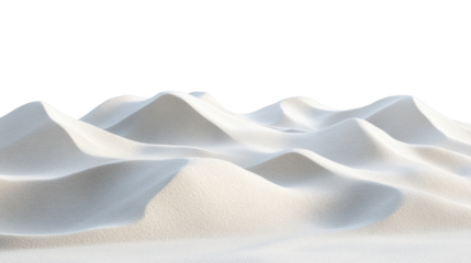 White sand dunes forming a desert landscape on transparent background