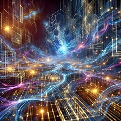 Mesmerizing Abstract Background with Neon-Driven Light Waves 