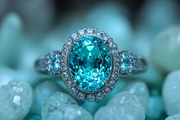 diamond ring on blue
