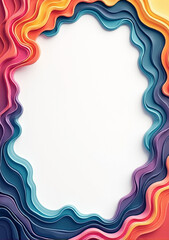 Colorful abstract paper cut design framing a blank space.