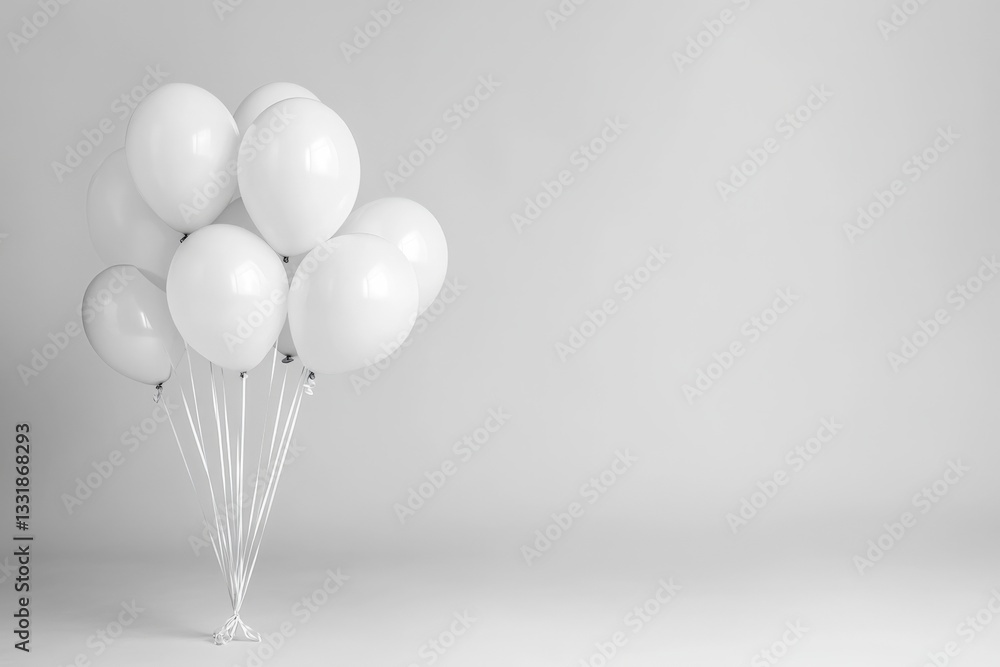 Aufkleber group of white balloons arranged elegantly on a plain background in a simple design for various occa