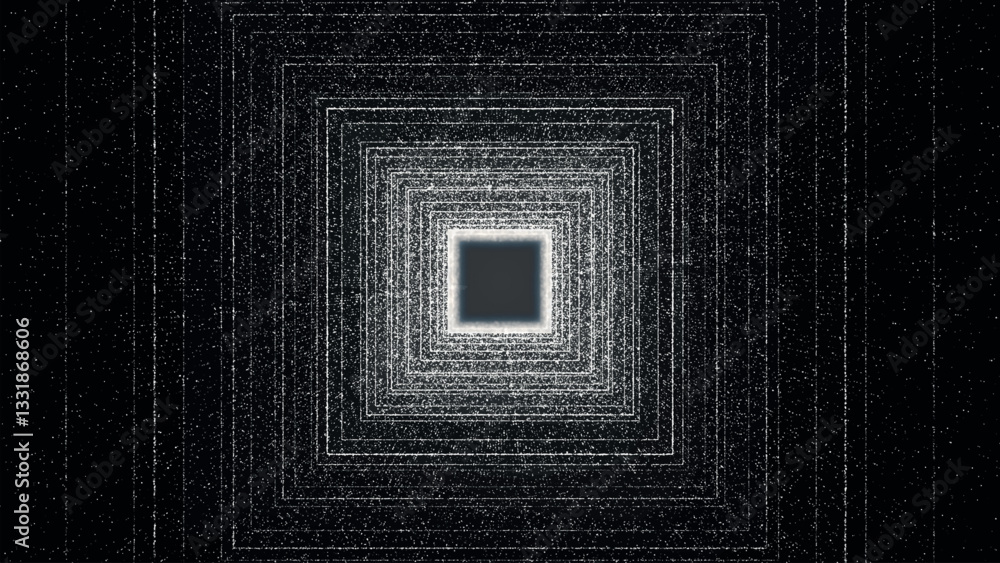 Poster black and white tunnel background. corridor on black background. data flow information. digital comm
