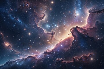 Fototapeta premium Stunning Cosmic Landscape of Infinite Nebulae and Countless Stars in a Dreamlike Universe