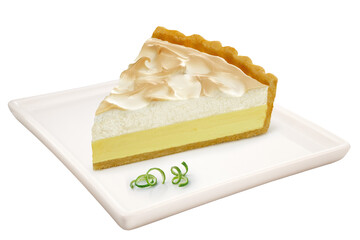 prato com deliciosa torta de limão isolado em fundo transparente