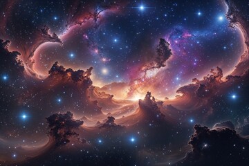 Fototapeta premium Stunning Cosmic Landscapes Featuring Enchanting Nebulae and Brilliant Stars