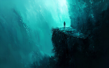 silhouette of a man in a cave