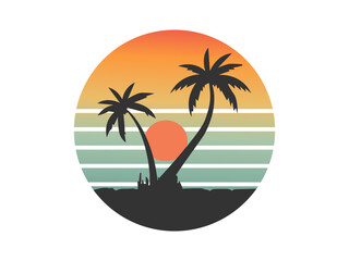 tropical beach with palm trees