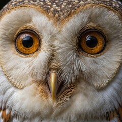 A close-up of a barn owl&rsquo;s heart-shaped facial disc.