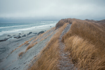 Scenic Coastal Dunes of Ogna and Brusand Beach, Norway – Windy Seashore with Golden Grass