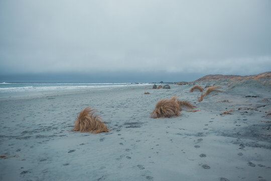 Scenic Coastal Dunes of Ogna and Brusand Beach, Norway &ndash; Windy Seashore with Golden Grass