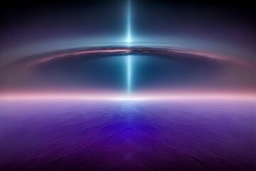 A purple and blue sky with a large, glowing object in the center