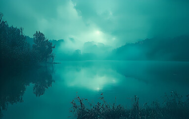 misty morning on the lake