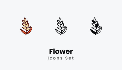 Flower hand draw doodle Icons thin line and glyph vector icon stock illustration