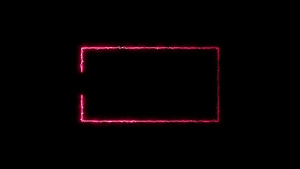 Fototapeta premium abstract neon glowing rectangle electric line border frame magenta red color 4k illustration on black background.