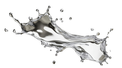 Splashing silver liquid on transparent background