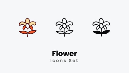 Flower hand draw doodle Icons thin line and glyph vector icon stock illustration