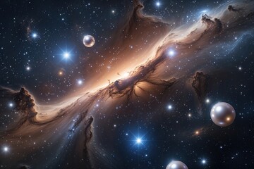 Obraz premium Stunning Nebula with Brilliant Stars and Cosmic Gems in the Universe