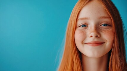 Cheerful long-haired girl exudes joy, vibrant energy radiates in a creative moment.