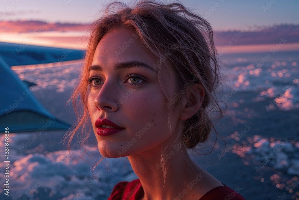 Poster ruby dusk earth view from the atmosphere