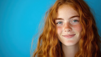 Cheerful long-haired girl exudes joy, vibrant energy radiates in a creative moment.