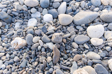 海岸に広がる丸い石の質感