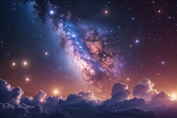 Naklejka premium Stunning Milky Way Galaxy View Sparkling Under a Starry Cosmic Sky