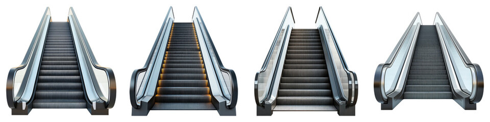 Escalator steps isolated on transparent background.PNG Set of