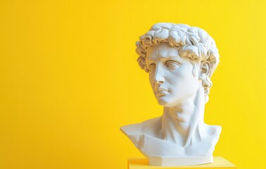 Obraz premium Classic bust sculpture, yellow background, art design, website header