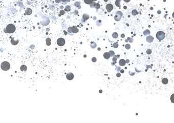 Sparkling silver bubbles float on white. Perfect for elegant designs.