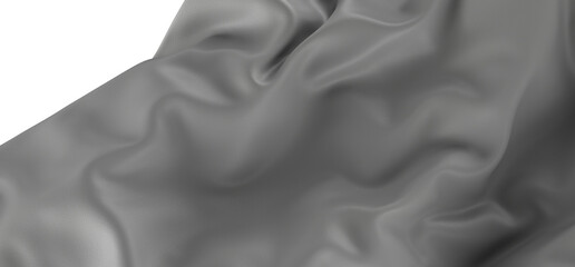 An abstract image of a draped fabric with soft folds and a smooth texture. The fabric is a light grey color and has a shiny finish.
