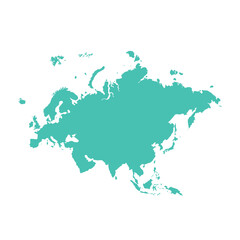 Map of Eurasia, sign silhouette. World Map Globe. Vector Illustration isolated on transparent background. Europe and Asia continent.