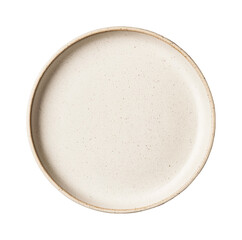 Minimalist round ceramic plate on black background, cut out
