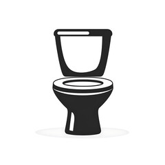 Common restroom fixture in minimalist design featuring a traditional toilet seen from a side angle in a simple black and white style