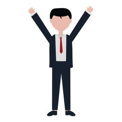 Young businessman celebrating success Cartoon