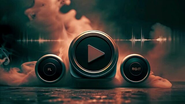 3d thumbnail of music playing, with dim background and rising smoke