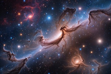 Vibrant Cosmic Wonders Stunning Nebulae and Unique Stars in the Mystical Galaxy