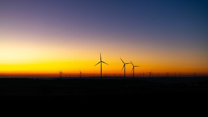 Obraz premium Wind Turbines at Sunset