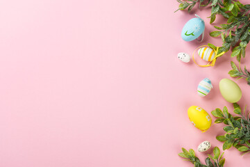 Easter eggs on colored background.