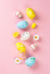 Easter eggs on colored background.