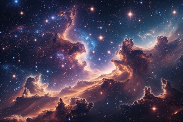 Fototapeta premium Breathtaking Cosmic Landscape Stunning Stellar Structures and Intergalactic Nebulae