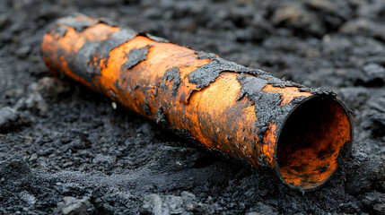 Rusty Orange Pipe on Dark Ground
