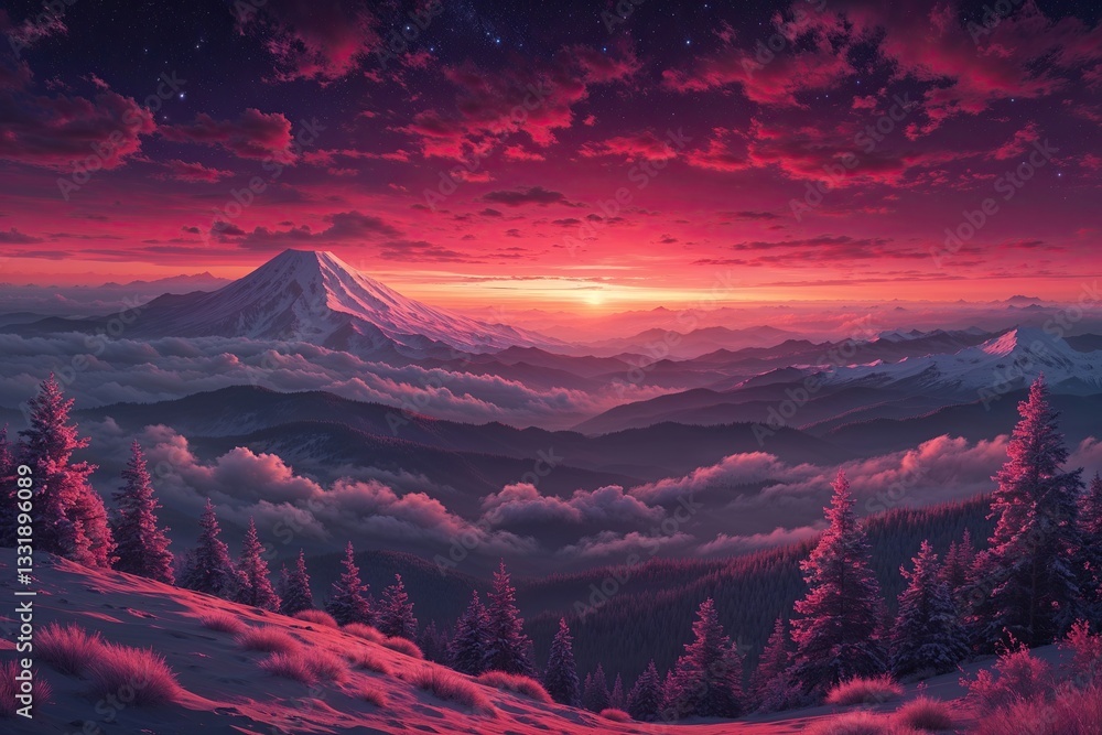 Poster ruby dusk earth view from the atmosphere