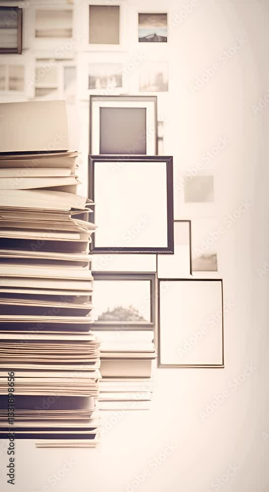 Poster isolated old polaroid frames stacks new photo frame stack pile instant border blank design empty pic