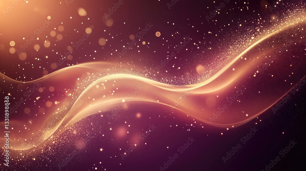 Aufkleber abstract golden wave background with sparkling glitters and bokeh lights