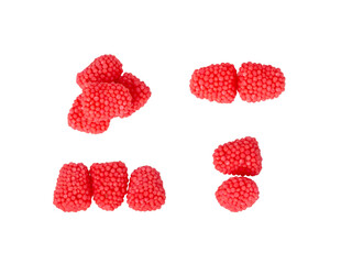 Gummy berries, chewy raspberries or jelly blackberries, gelatin candies fruit marmalade