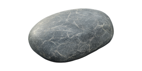 Smooth Gray Stone With Natural Patterns. Symbol Of Stability And Simplicity Isolated On Transparent Background