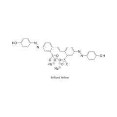 Obraz premium Brilliant Yellow skeletal structure. Azo Dye compound schematic illustration. Simple diagram, chemical formula.