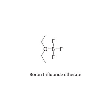 Boron trifluoride etherate skeletal structure. Boron Compound compound schematic illustration. Simple diagram, chemical formula.