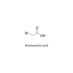 Bromoacetic acid skeletal structure. Brominated Carboxylic Acid compound schematic illustration. Simple diagram, chemical formula.
